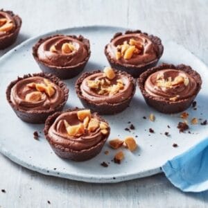 Choc Mousse Tart with Salted Caramel and Macadamia