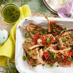 Chargrilled Lamb Cutlets with a Herby Sauce